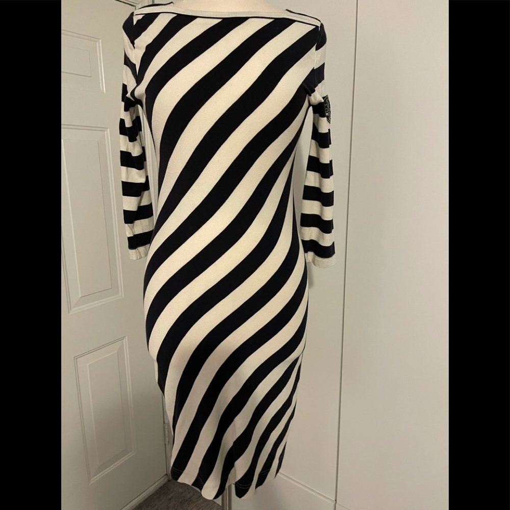TORY BURCH navy and cream stripped dress size M